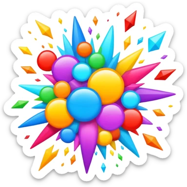 burst of random symbols and shapes, energetic sticker