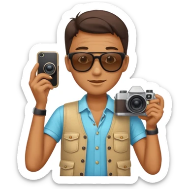 fotographer with summer clothes and sun glasses sticker