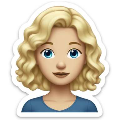 Blonde girl with wavy hair and blue eyes sticker