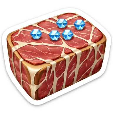 Meat with diamond textur and blue color sticker