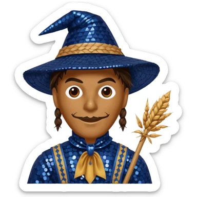 Scarecrow from The Wizard of Oz with dark blue sequin outfit sticker