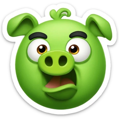 The green pig from Angry Birds, make it less bright and cartooney. I want a darker shade of green and minimilastic with only the face sticker