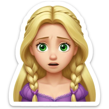 tangled disney rapunzel fair skin green eyes blonde hair horrified sticker