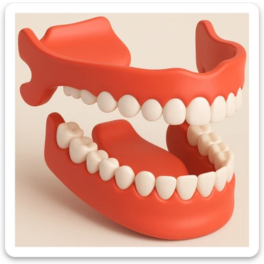 A human jawbone model in a 3D cartoon style, focusing on the teeth with exaggerated features for a playful look. sticker