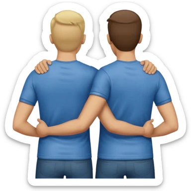 Two men standing back to back rubbing backs together sticker
