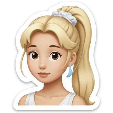 blonde girl with long pony tail in white scrunchie sticker