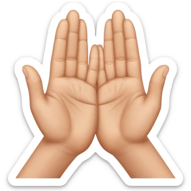 hands in a praying gesture, POV view, thumbs facing forward sticker