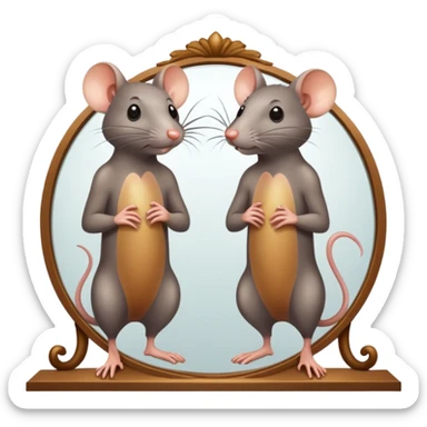Man in front of a mirror. A rat reflection inside mirror. sticker