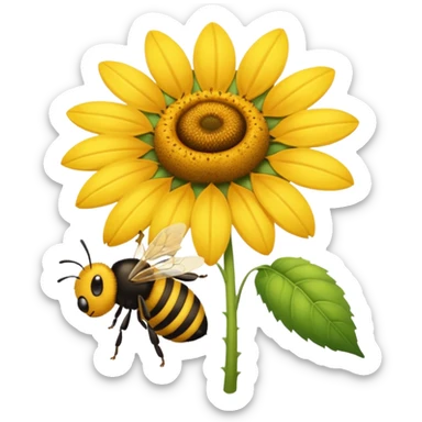  girasol y una aveja grande sticker