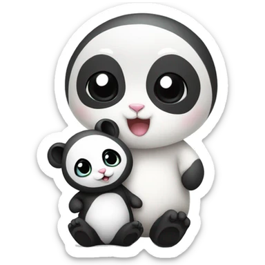 Bunny and baby panda together  sticker