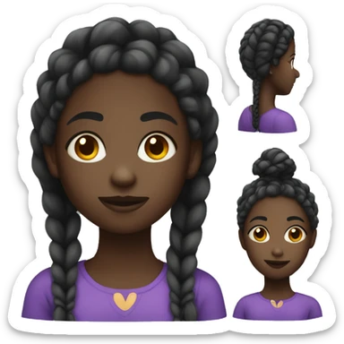 darkskin girl with braids sticker