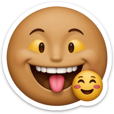 A smiley emoji licking a brown beach emoji sticker