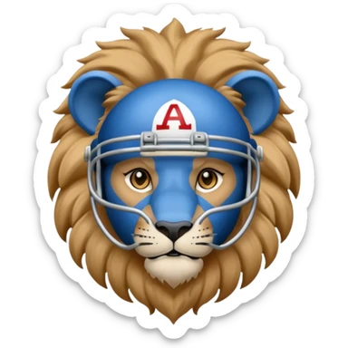 full blue color lion, wearing blue american football jersey sticker