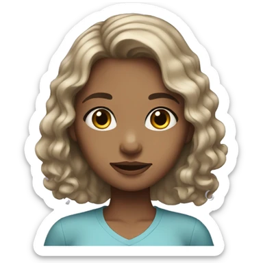 Girl with medium skin tone, blue eyes, and wavy hair  sticker