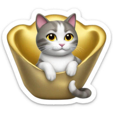 cat secretary sitting on top of the gold cloud sticker