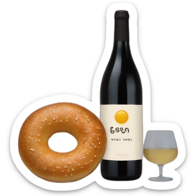 An everything bagel and a bottle of natural wine sticker