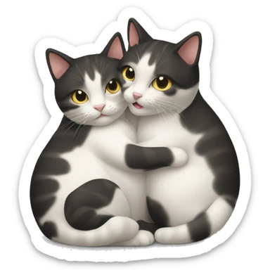 Two cats hugging each other  sticker