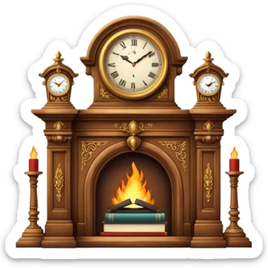 Vintage academia fireplace mantle sticker