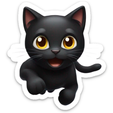 Black cat running light speed sticker