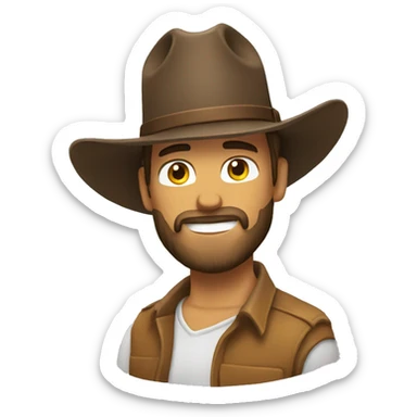 bearded man in cowboy hat riding horse sticker