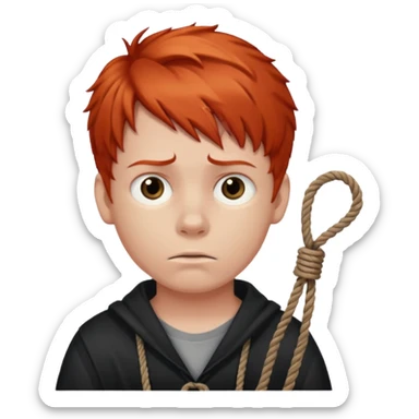 red headed boy holding a noose  sticker