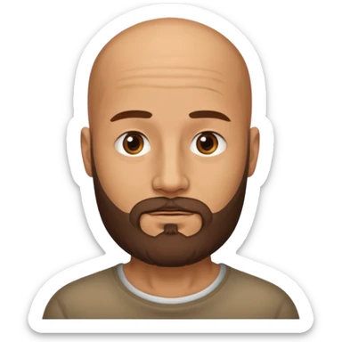 men without winkles with beard almost bald, slim sticker