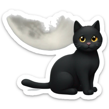 Gato preto andando sobre telhados a noites com lua ao fundo sticker