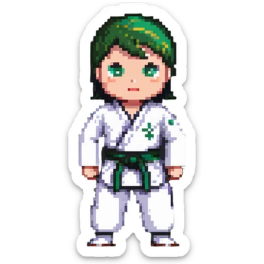 karate costume with green belt sticker