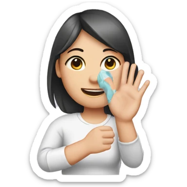 Girl with broken wrist thumb plaster sticker