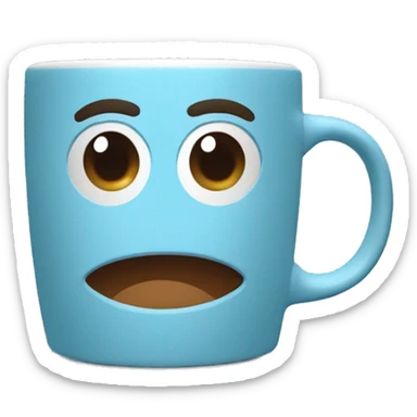 A coffe mug with a baby blue color cover sticker