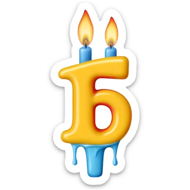 Birthday candles with the shape of the number 15 sticker