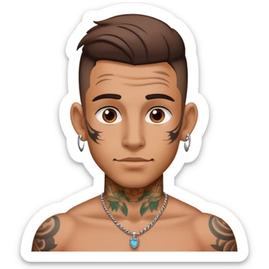 A guy with tattoos and ear piercings  sticker