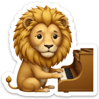 lion playing piano sticker