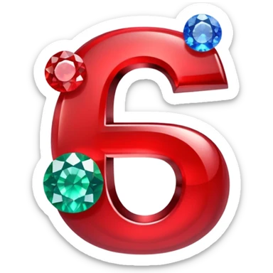 A paid subscription icon featuring red emeralds and gems with the number 5 on it. sticker