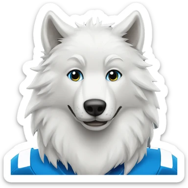 White wolf blue eyes football on Head  sticker