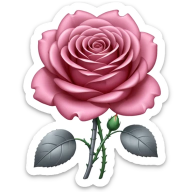 gray metal chrome rose, without green leaves, just flower sticker