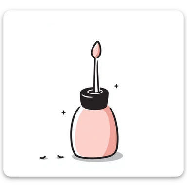 nail polish bottle with brush in pastel colors dd9fb0 ffc6d3 a3bfc9 c4bee2 f1b091, hand-drawn doodle style sticker