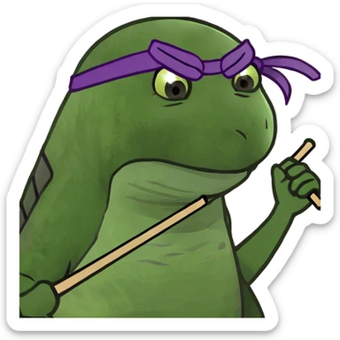 Turtle, ninja, purple headband, bow staff sticker