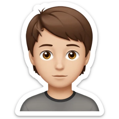boy with brown hair and brown eyes short hair  sticker