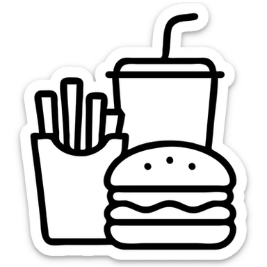 burger meal set with fries and drink sticker