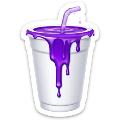 sytrofoam cup with a thick purple liquid dripping sticker