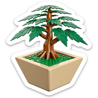 Lego small bonsai pot trident maple marijuana with triangular angular faceted asymmetrical original shaped body  sticker