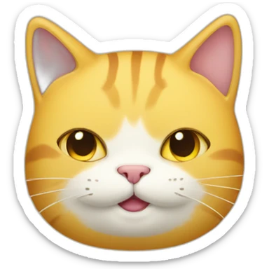 cat smiling fat and yellow sticker