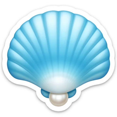 Light blue shell emoji, pearl texture, soft gradient, smooth curves, glossy finish sticker