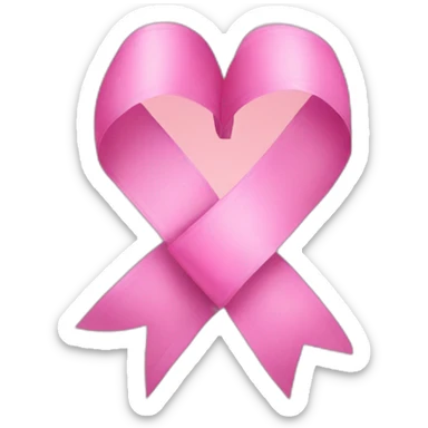 pink heart ribbon sticker
