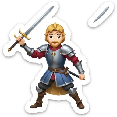 landsknecht swinging a large two handed sword sticker