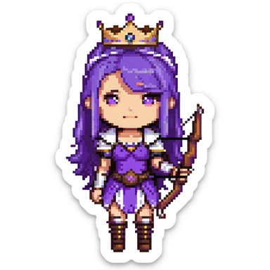 Archer Queen from Clash of Clans with purple hair, crown, bow and arrow, purple outfit sticker