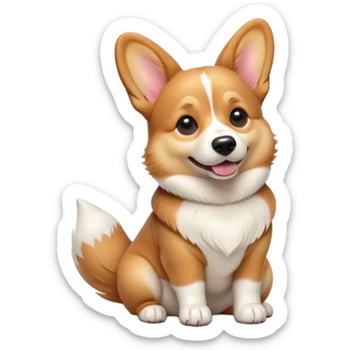 cinematic-[corgi dog]-realistic-full-body-sitting-emoji,-tail-resting-loosely-beside-its-paws,-head-tilted-dramatically,-sleek-[corgi]-fur,-simplified-yet-realistic-focused-features,-highly-detailed,-glowing-with-an-almost-sarcastic-glow sticker