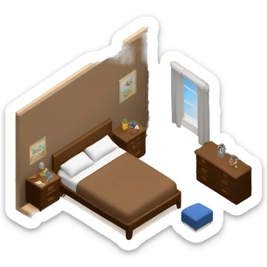 3d-isometric-brown-bedroom sticker