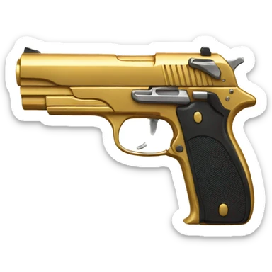 hand holding Golden pistol sticker